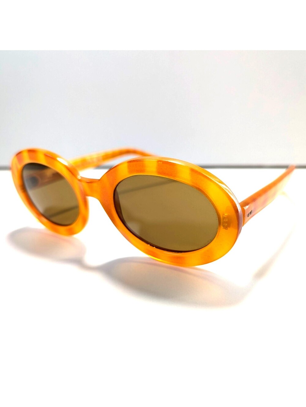 ELGA VINTAGE Orange Oval Sunglasses Grey Lenses Eclectic Style Chic Unisex
